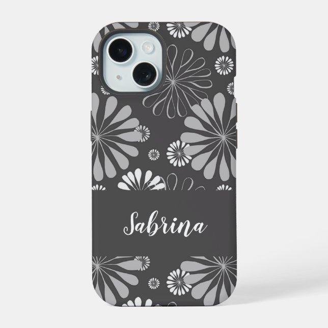 Padrão floral branco e cinza (Verso)
