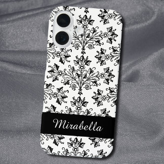 Padrão Floral Branco e Preto da Vintagem Personali