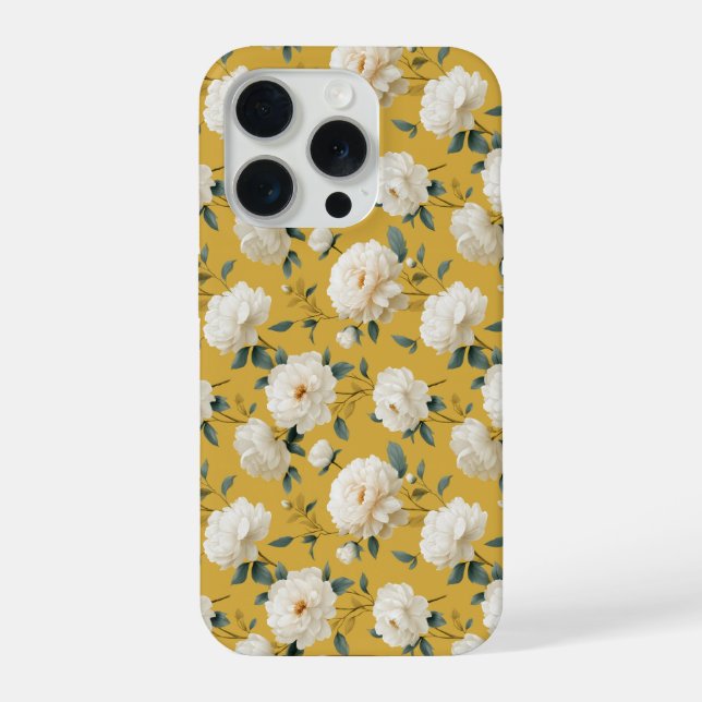 Padrão Floral Branco Flor Amarela Macia Moderna (Verso)