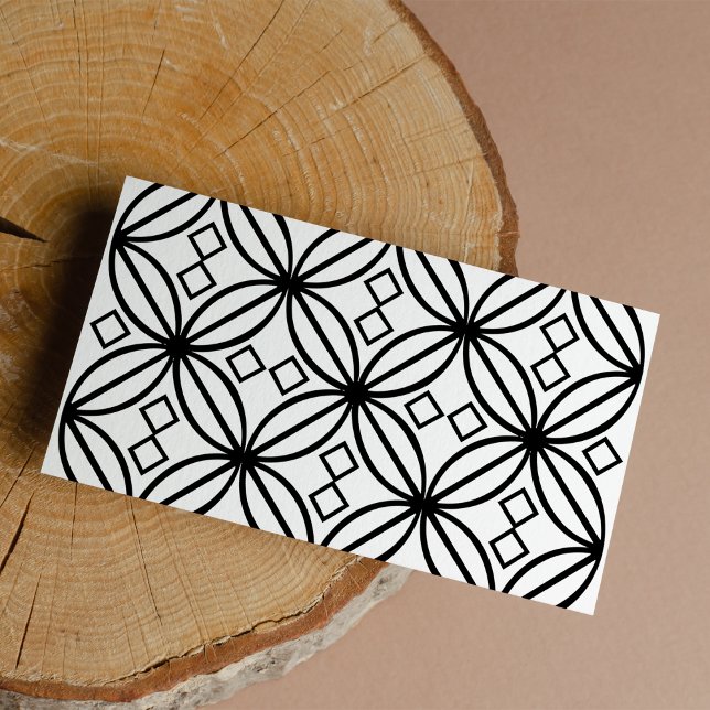 Padrão Floral Branco Geométrico (Geometric Black White Floral Pattern)