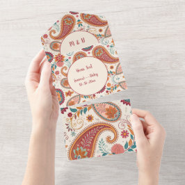 Padrão Floral Branco Paisley Boho Vibrante