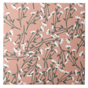 Padrão Floral Branco Rosa e Verde