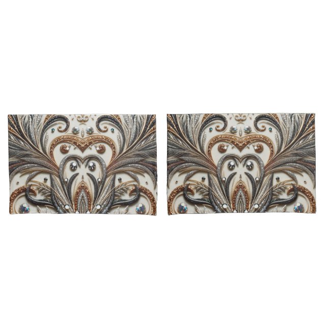 Padrão floral brilhante com gemstone (Frente - conjunto)