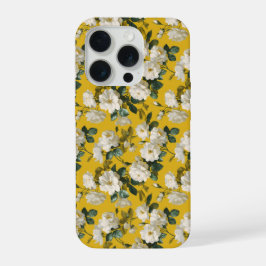 Padrão Floral Clássico Amarelo Rosa Branco