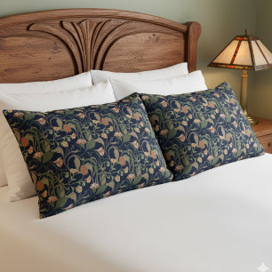 Padrão Floral Clássico de Arte Azul Nouveau
