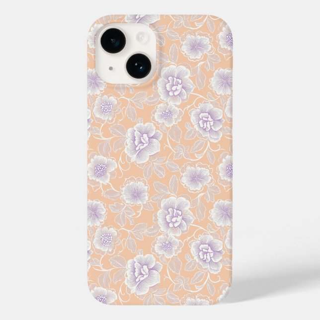 Padrão Floral com Cores de Pêssego e Lavanda (Verso)
