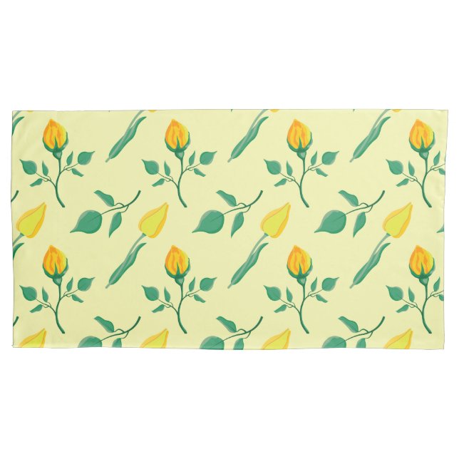 Padrão floral com rosa amarela e flores tulipas (Frente-Esquerda)
