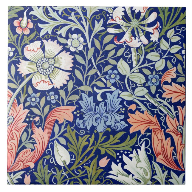 Padrão Floral Compton 1896 Azul Fundo Morris (Frente)