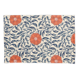 Padrão floral contínuo com flor laranja vibrante