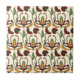 Padrão floral contínuo com flores vermelhas e amar