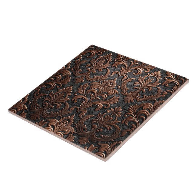 Padrão floral contínuo marrom cobre e preto (Lateral)