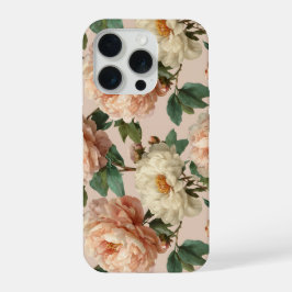 Padrão Floral Creme Peônia Bege Vintage