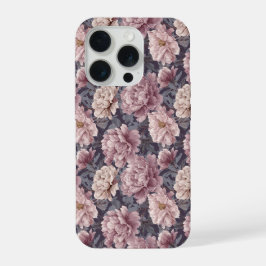 Padrão Floral Creme Peônia Roxa Romântica
