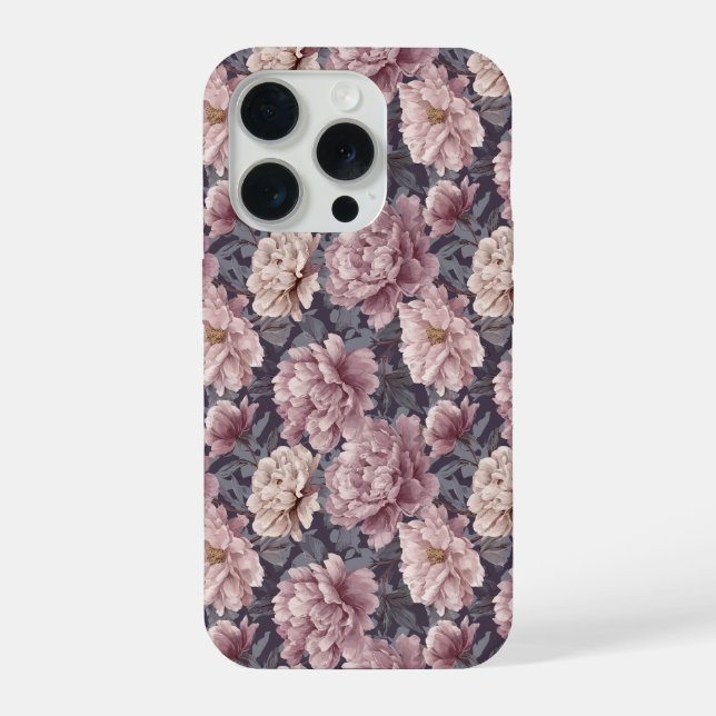 Padrão Floral Creme Peônia Roxa Romântica (Verso)