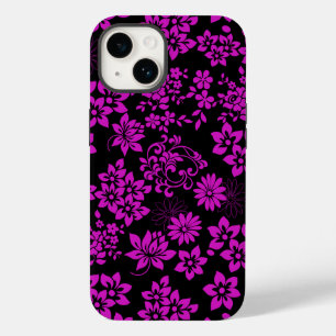 Padrão floral D02.rosa.b Preto BG