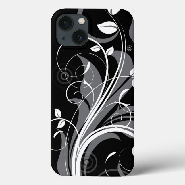 Padrão Floral da cinza em Preto (Verso)
