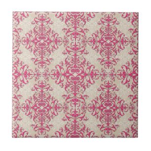 Padrão Floral Damask Rosa Chic e Branco Esmaecido