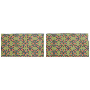 Padrão Floral de Abstrato cor verde e laranja retr