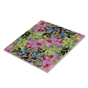 Padrão Floral de Aquarela Amarelo Verde Cor-de-Águ