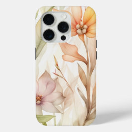 Padrão Floral de Aquarela com Cor de-Maranja Rosa,