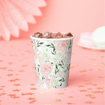 Padrão Floral de Aquarela com Peônia de Rosa Suave