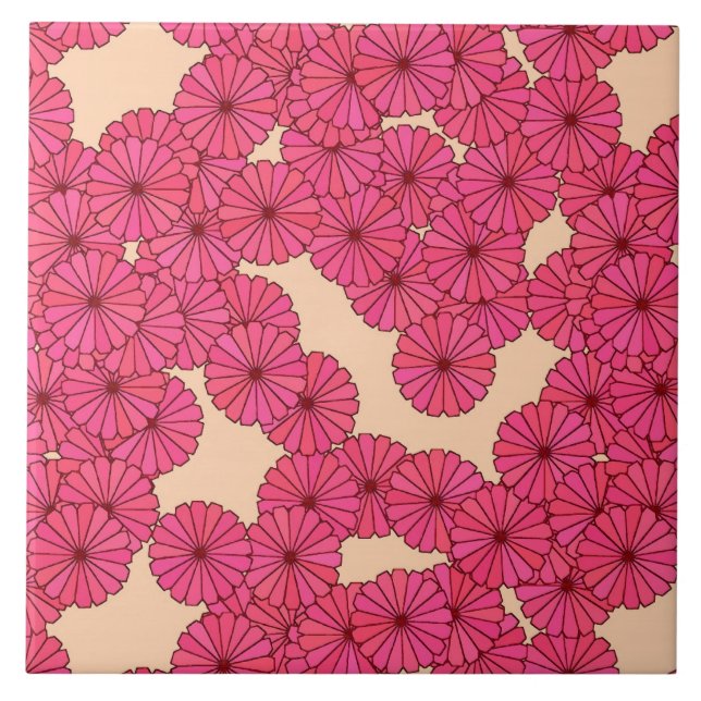 Padrão floral de Art Deco - cor-de-rosa profundo e (Frente)