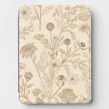 Padrão Floral de Arte Linear Botânica Sépia Antiga