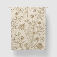 Padrão Floral de Arte Linear Botânica Sépia Antiga