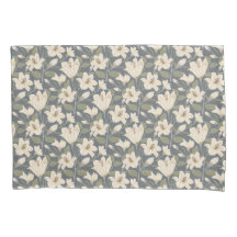 Padrão Floral de Beige Lily Cinza Azul Botânica
