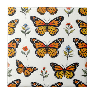 Padrão Floral de Borboleta Monarca