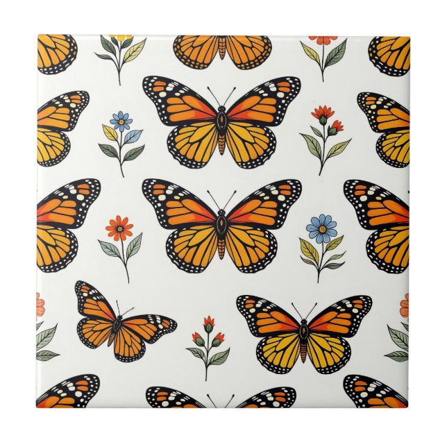 Padrão Floral de Borboleta Monarca (Frente)