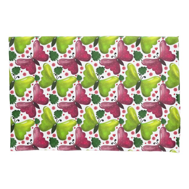 Padrão Floral de Borboleta Ousada com Corações (Frente)