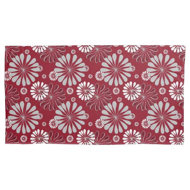 Padrão Floral de Borgonha e Cinza (Frente-Esquerda)