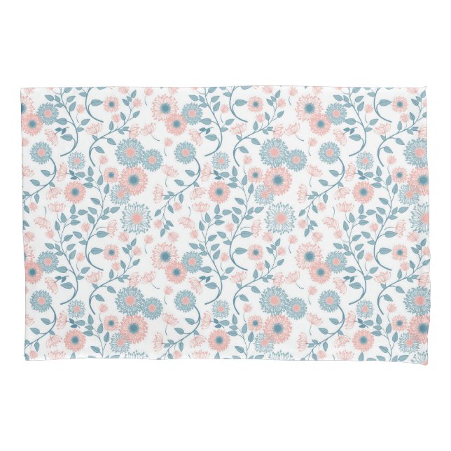 Padrão Floral de Cinza Rosa Suave (Frente)