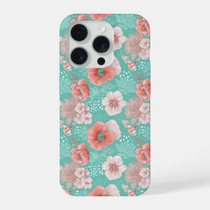 Padrão Floral de Coral Desenhado à Mão Flor de Hor