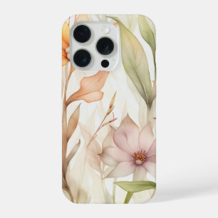 Padrão Floral de Cores Aquáticas com Cor de Rosa,