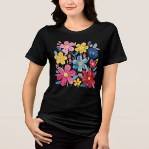 Padrão Floral De Cores Aquáticas Pintadas À Mão