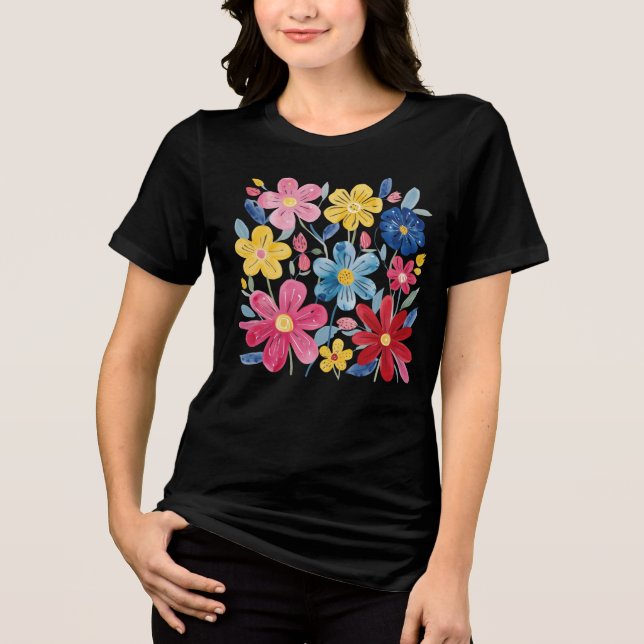 Padrão Floral De Cores Aquáticas Pintadas À Mão (Frente)