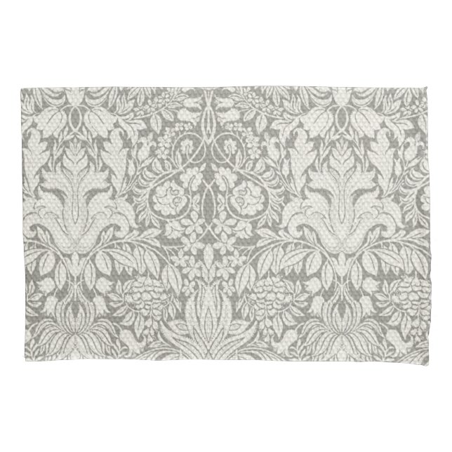 Padrão Floral de Damasco Branco Simples (Frente)