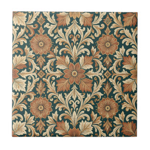 Padrão Floral de Damasco Vitoriano com Bronze Cobr