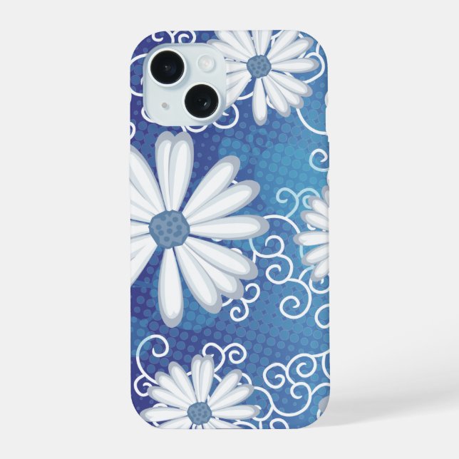 Padrão Floral de Flores de Margarida com Pontos Az (Verso)