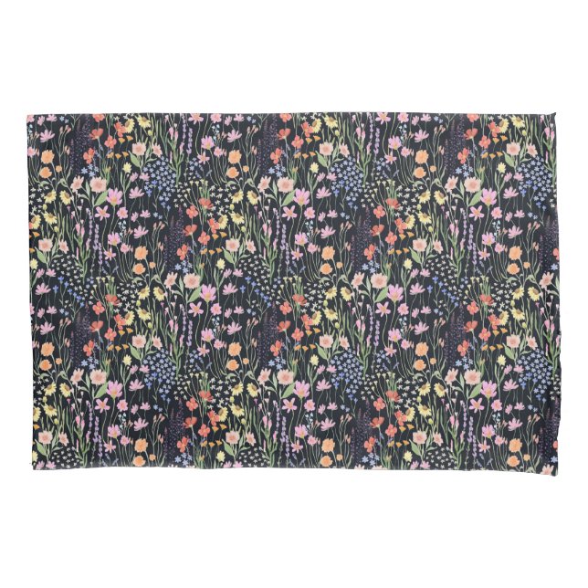 Padrão Floral de Flores Silvestres Fundo Escuro Ja (Frente)