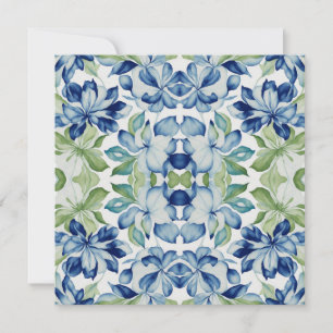 Padrão Floral de Folha de Folha Azul e Verde BOHO