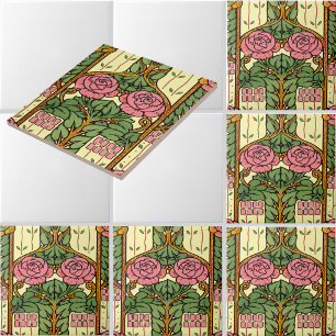 Padrão Floral de Folhagem Rosa Artes e Ofícios Ret