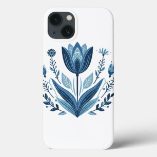 Padrão Floral de Folk Azul