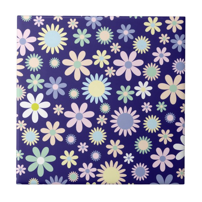 Padrão Floral de Fundo Azul (Frente)