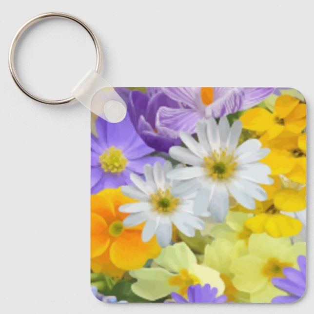 PADRÃO FLORAL DE FUNDO MULITCOLOCADO CHAVEIRO (Frente)