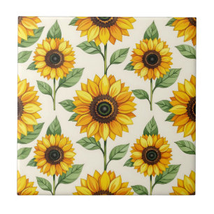 Padrão Floral de Girassol Sem Costura Amarelo Bril