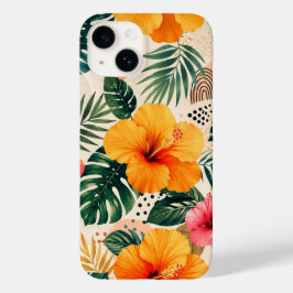 Padrão Floral de Hibisco Tropical Vibrante e Sem C