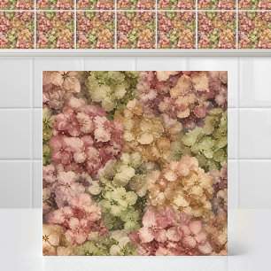 Padrão Floral de Hortênsia Antiga em Aquarela